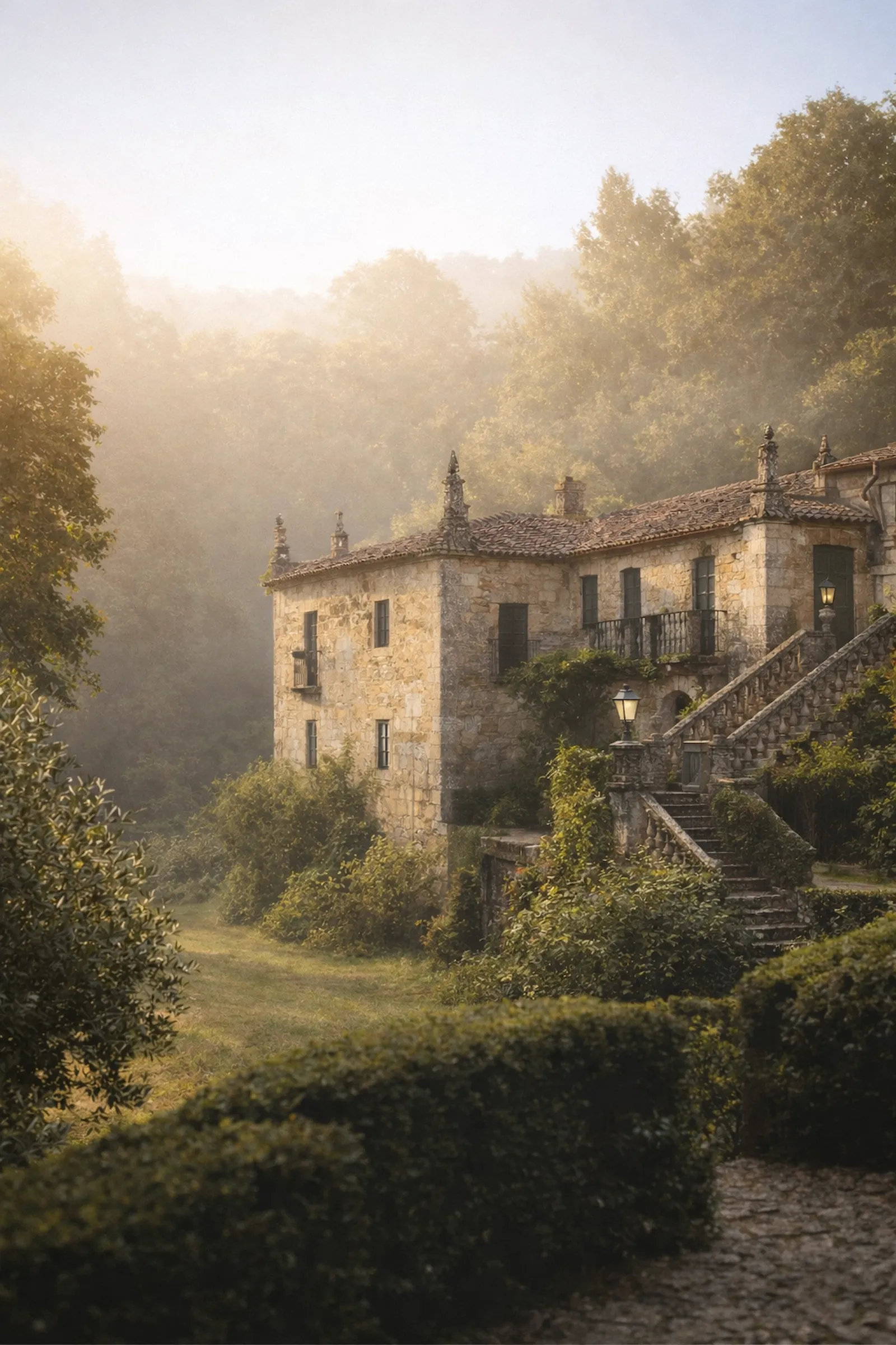 Pazo histórico en Galicia para bodas elegantes: finca privada, piedra, jardines y luz natural